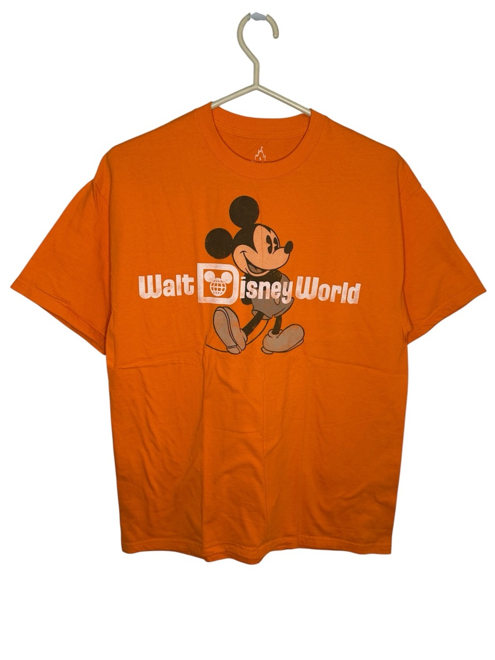 Vintage Style Walt Disney World Mickey Mouse Orange T-Shirt Large